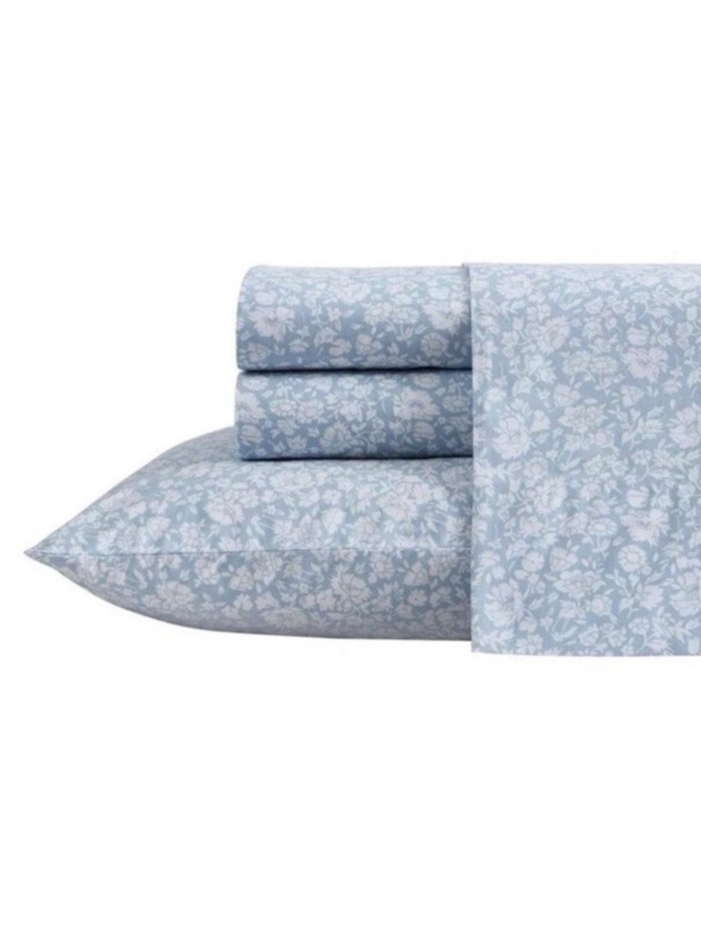 Laura Ashley ~ QUEEN ~ Heirloom Ditzy Blue Floral ~ 3 Pc. Sheet Set 100% Cotton - Picture 4 of 8